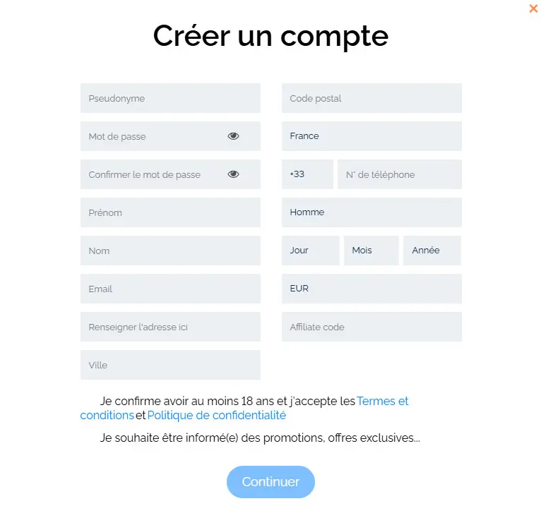 Betwinner Casino registration process